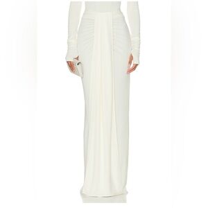 HELSA- XXS -matte jersey long wrap skirt- ivory.